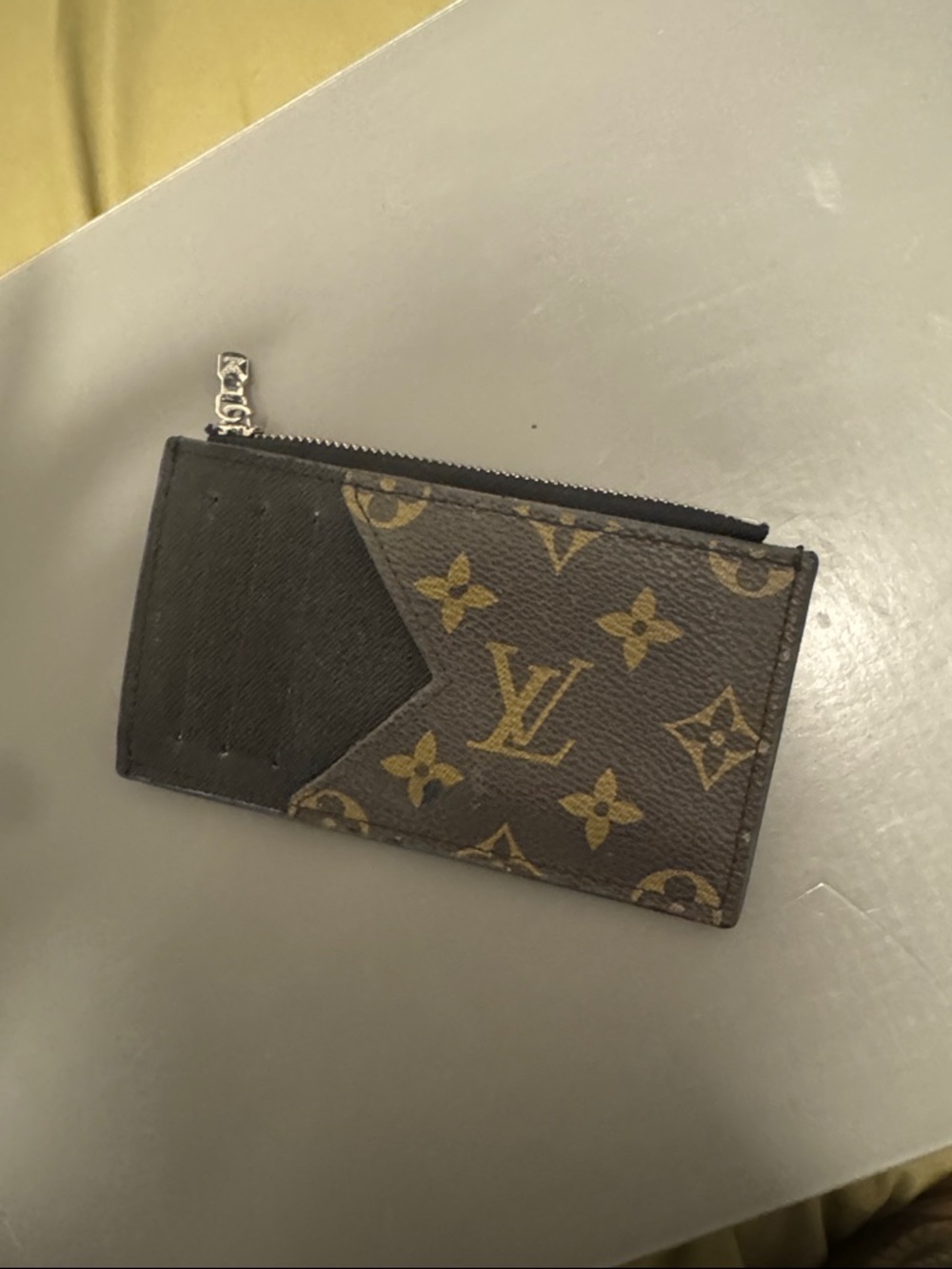 Louis Vuitton Monogram Card Case with Black Leather Accent